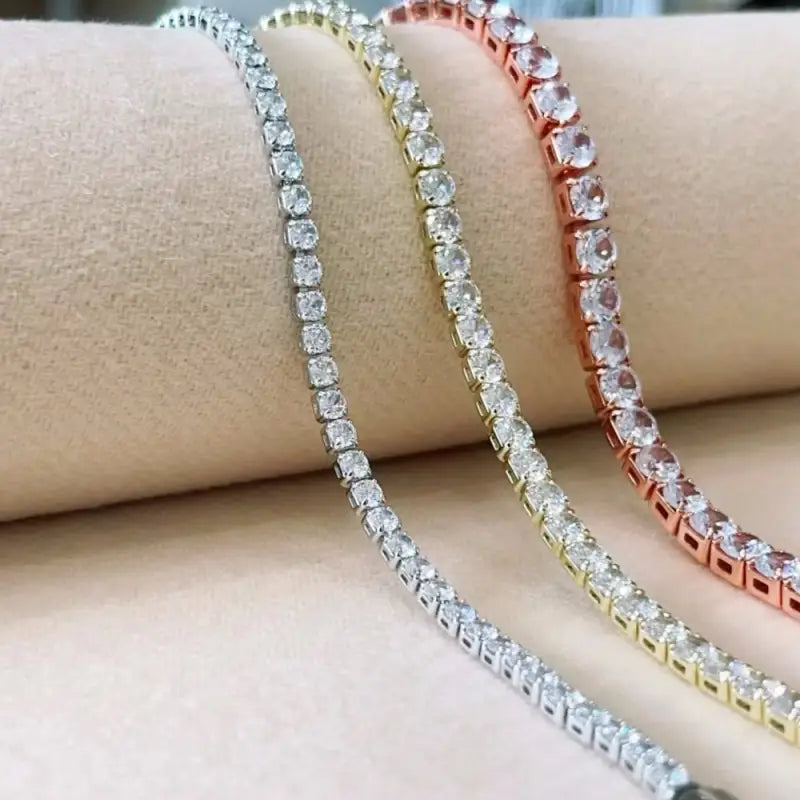New 925 Sterling Silver Hip Hop Fashion Women’s Tennis Bracelet Rose Gold Shining Cubic zirconia Bracelet Wedding Jewelry Gift