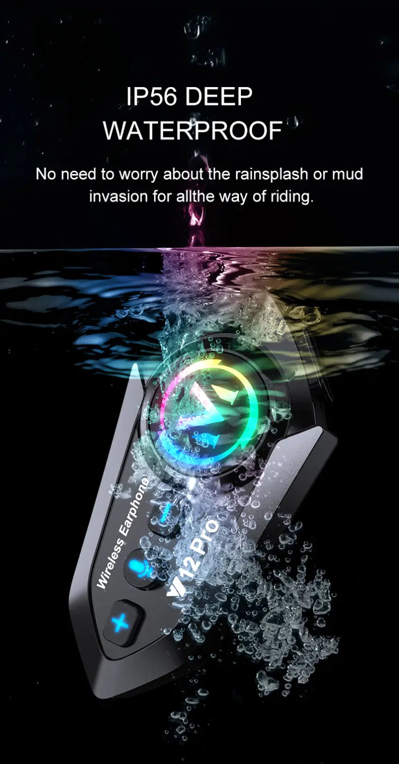 1/2x Music Interphone Dual Bluetooth 5.4 Motorcycle Helmet Intercom Headset Waterproof 500m Intercomunicador Speaker Earphone