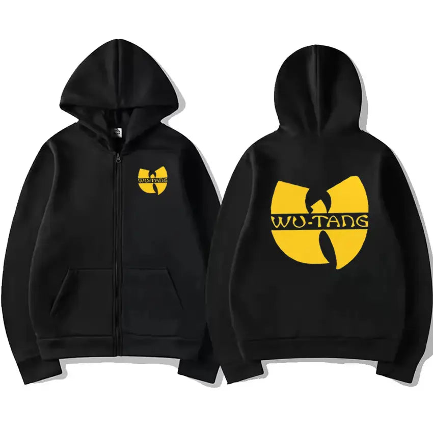 Hip Hop Années 90 Wu Clan T-tangs Graphics Hoodie Men Women’s punk Zip Up Jacket Long sleeve Fleece gothic Coat Loose streetwear