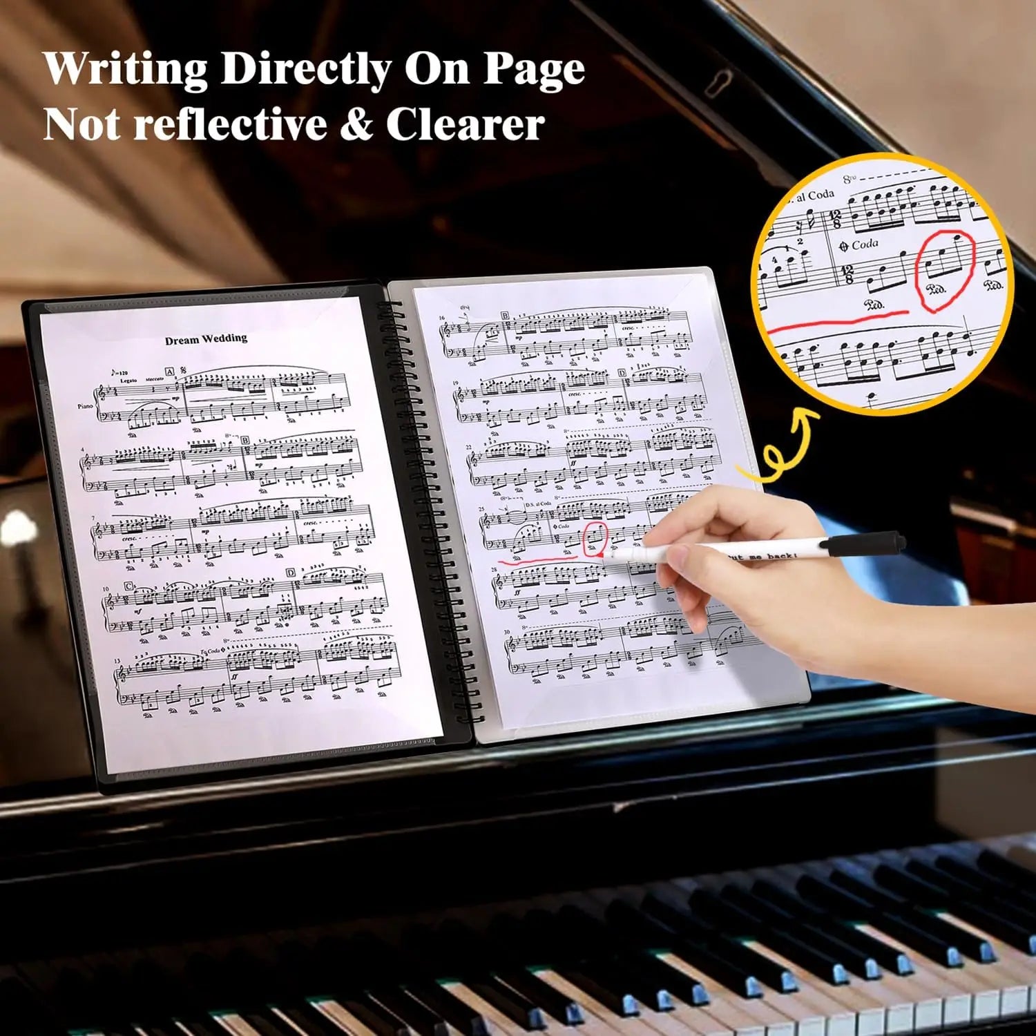 Sheet Music Binder 60 Pages Sheet Music Binder Fits 8.5 x 11.5 Inch Letter Size/A4 Music Storage Folder