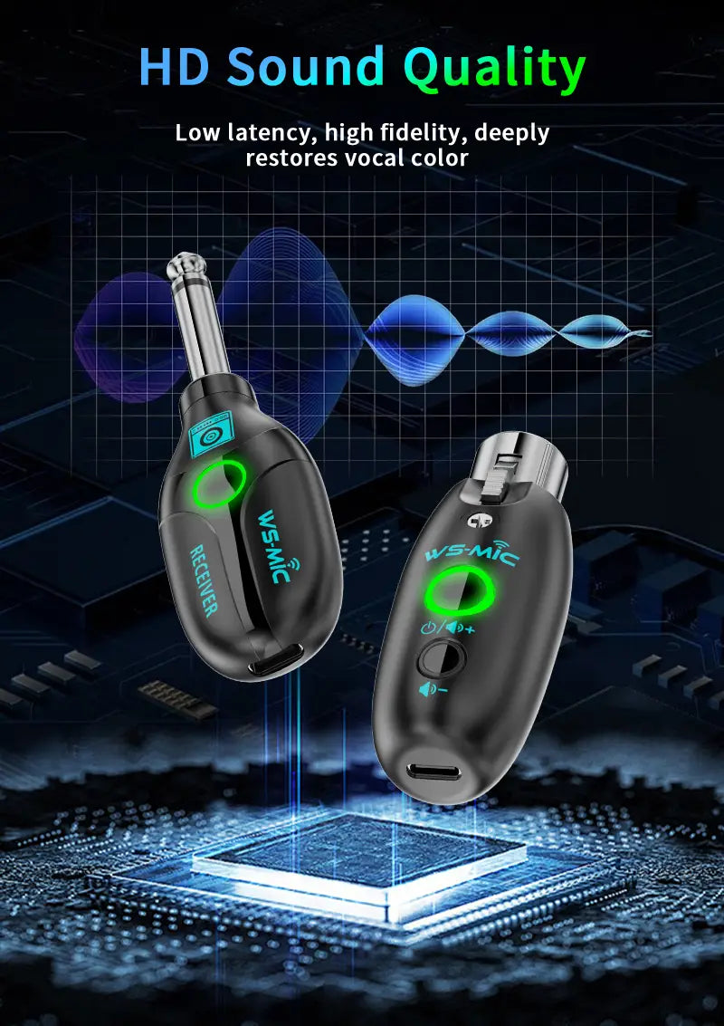 Wireless Microphone System (2 Transmitters + 1 Receiver) – HD Sound for Mobile Karaoke & PC Recording