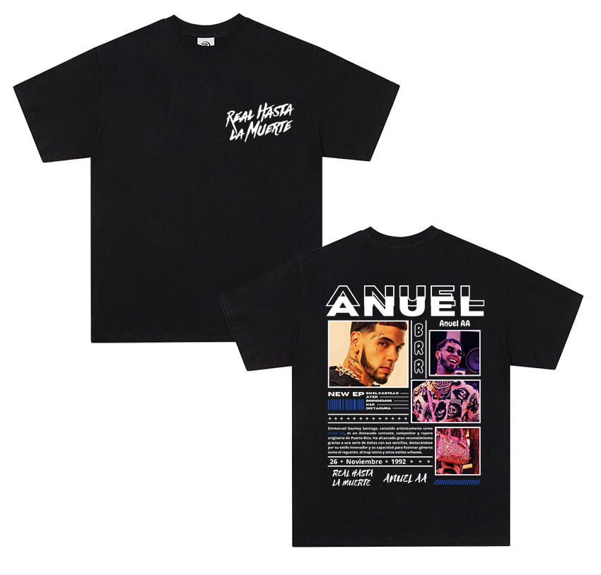 Rapper ANUEL AA Real Hastala Muerte Tour 2025 new Album T Shirt Men Retro Hip Hop Fashion Cotton Short Sleeve T-shirt Streetwear