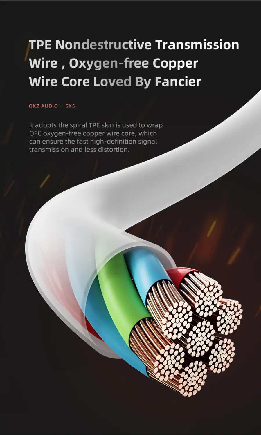 Original QKZ SK5 Wired Earphones In-ear 3.5mm AUX With MIC Noise Reduction HD Call HIFI For Game Music Sports Fashion Design