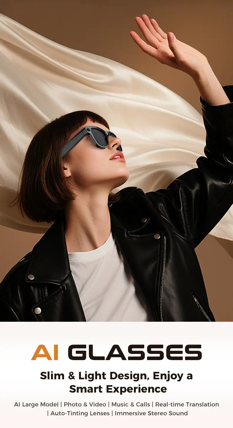 2026 Smart AI Glasses 1080P HD Camera M02 Ultra ChatGPT 3600mAh Charging Case Power Bank 32GB Translation Music Video Sunglasses