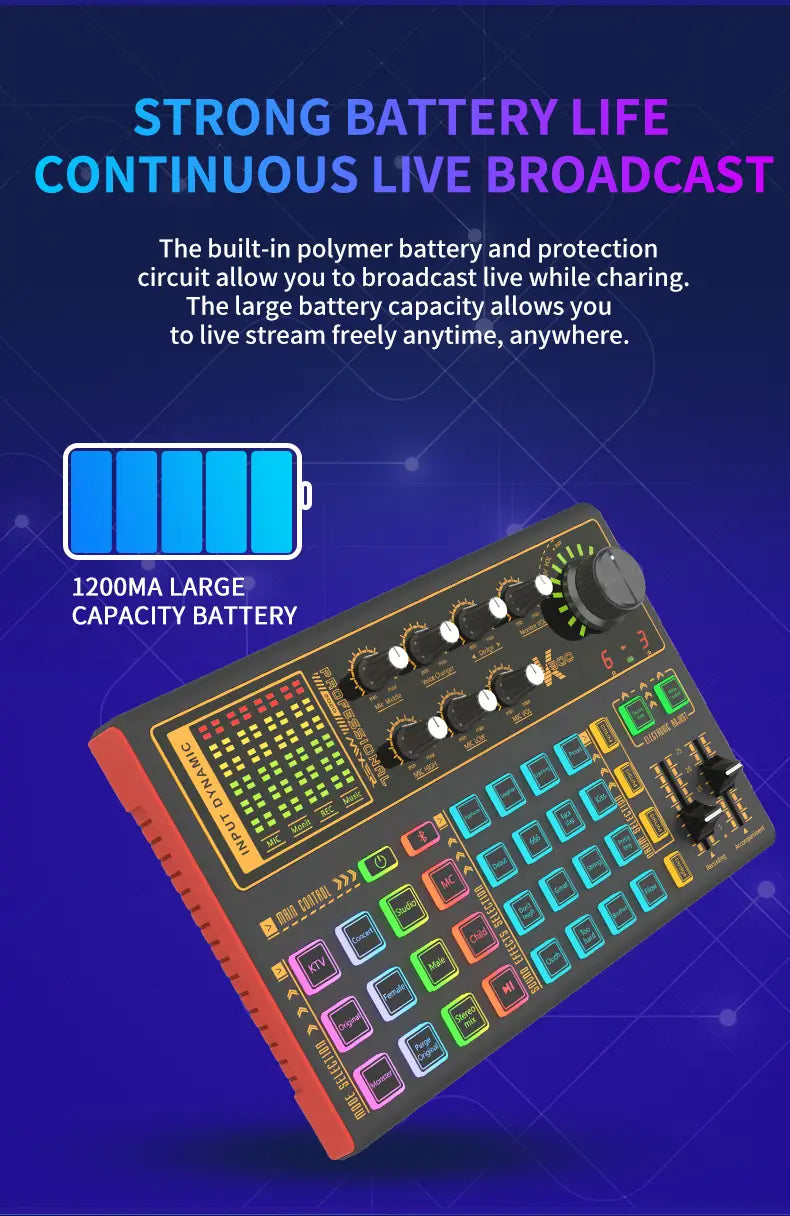 SK300 Sound Card Audio interface Mixer Professionale Studio equipment Voice Changer Multiple Audio Effects For Live Record Video