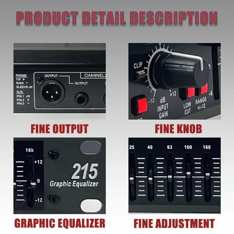 EQ215 Professional Sound Equalizer: Boost Your Audio with US Plug and Precision Tuning - Ideal for Studios and Live Performances