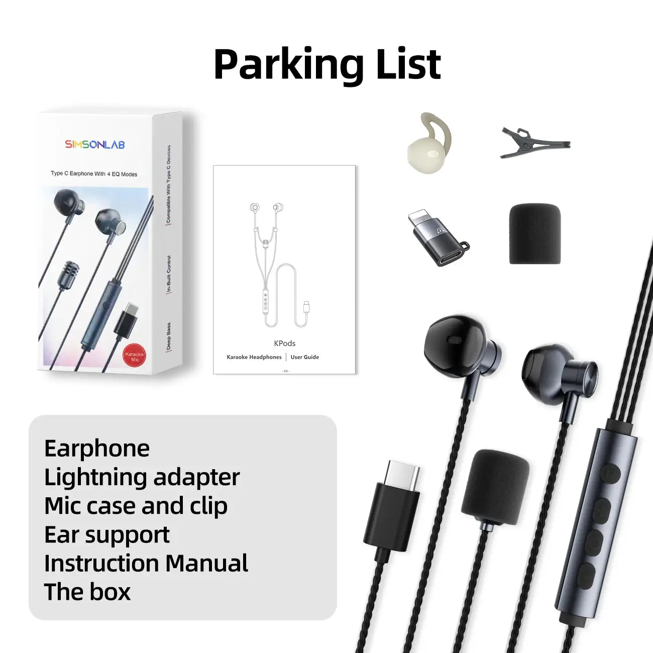 Karaoke Earphones Professional Sound Card Microphone Multi modes Real-time ear monitoring Type-C Vocal Mic Gift for Men Women