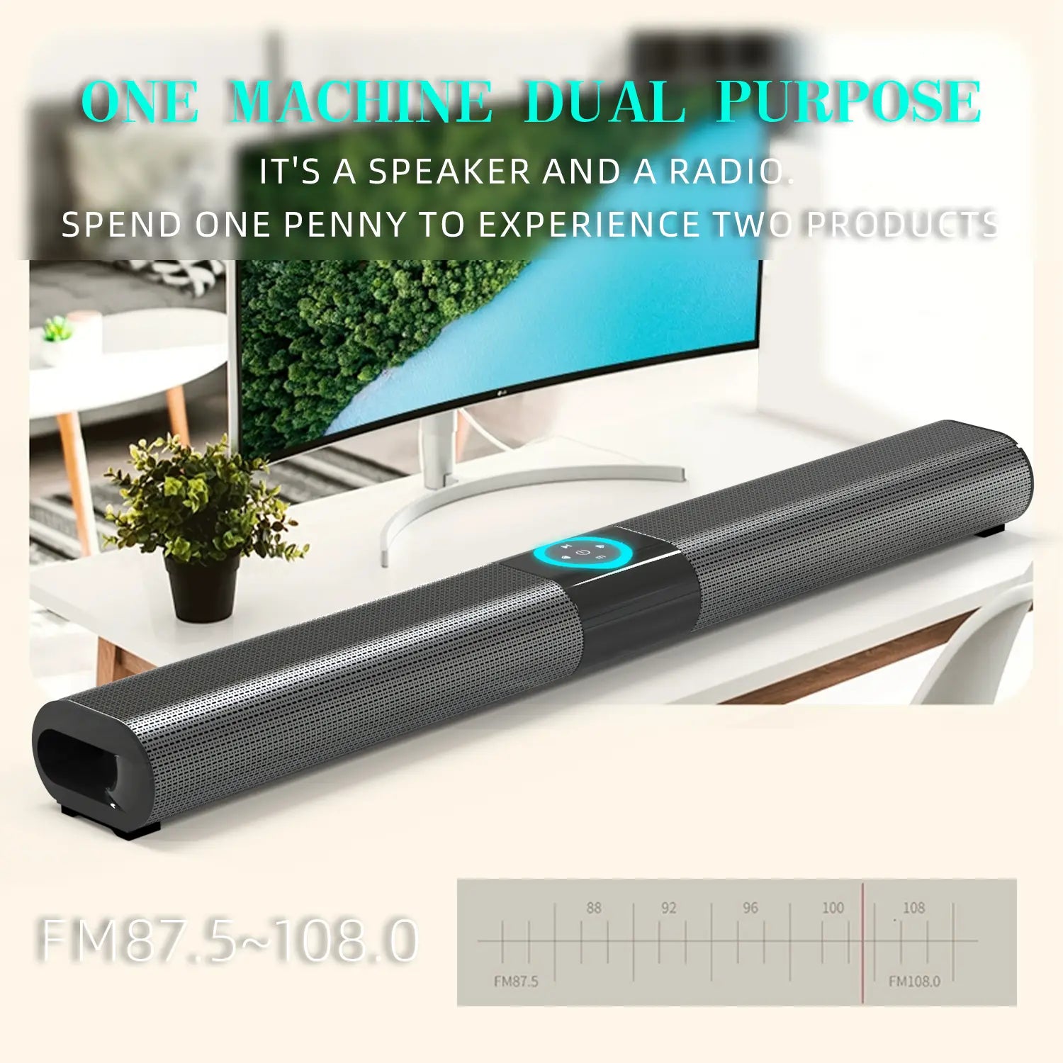 HOMEFISH BS-20 RGB Ambient Light Bluetooth Speaker 6 EQ Sound Effects 4 Speakers Supports TF USB AUX RCA Bluetooth FM