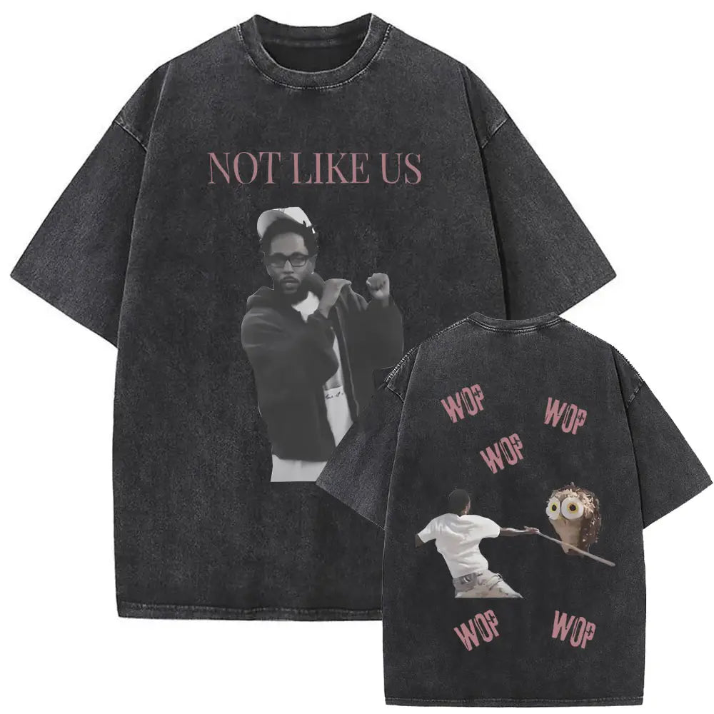 Limited Rapper Kendrick Lamar They Not Like Us Washed Vintage T-shirt Summer Men Women Hip Hop Oversized Street Crewneck T Shirt