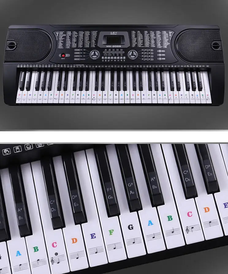 Transparent Piano Keyboard Stickers 49/54/61/88 Key Detachable Music Decal Notes Electronic Piano Piano Spectrum Sticker Symbol