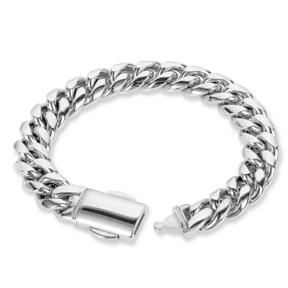12mm Hip Hop Stainless Steel Jewelry Homme Cadena Luxury Miami Cuban Link Chain Men Rapper Rock Necklace
