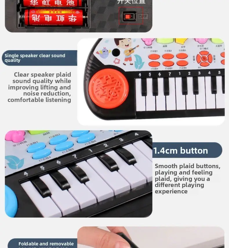 24 Keys Piano Keyboard Interactive Learning Toy with Demo Song Musical Gift for Kids Ages 3-6 Early Education Tool Birthday Gift