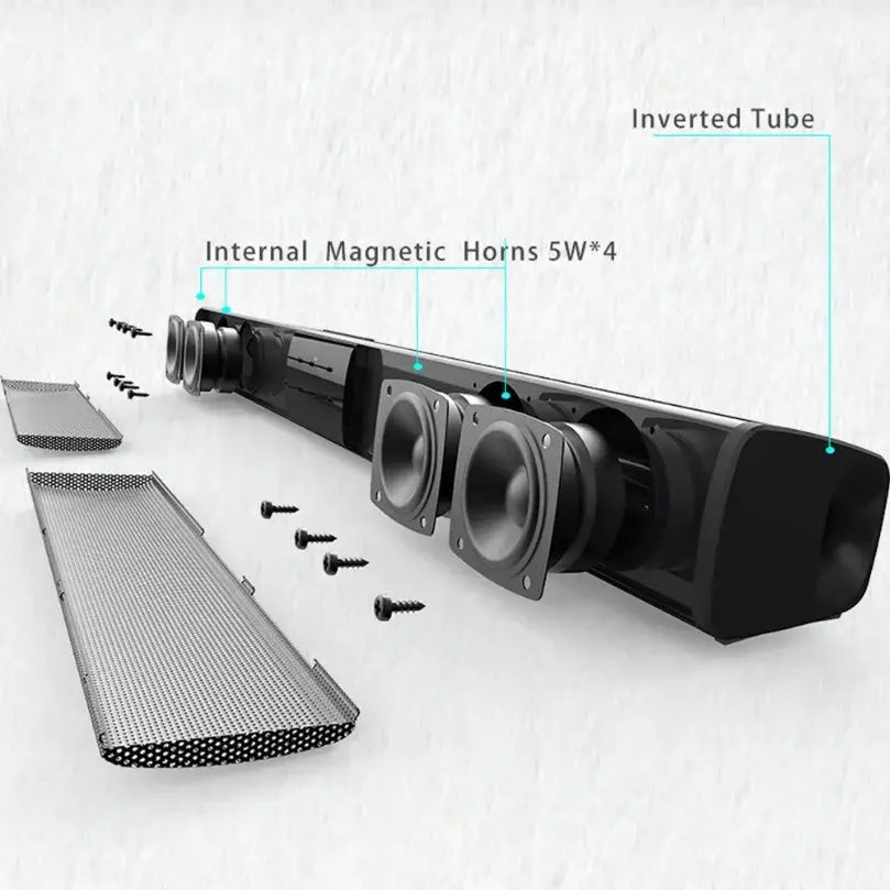 XIKCU Soundbar Speakers Bluetooth 5.3 Stereo Soundbar Surround Sound Home Cinema with Remote Control Support RCA AUX TF-Card