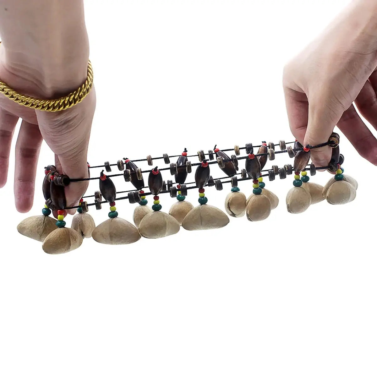 Miwayer African Nut Shell Hand Bell Bracelet Tribal Style/for Djembe African Drum Conga Percussion Musical Instrument Gifts Toys