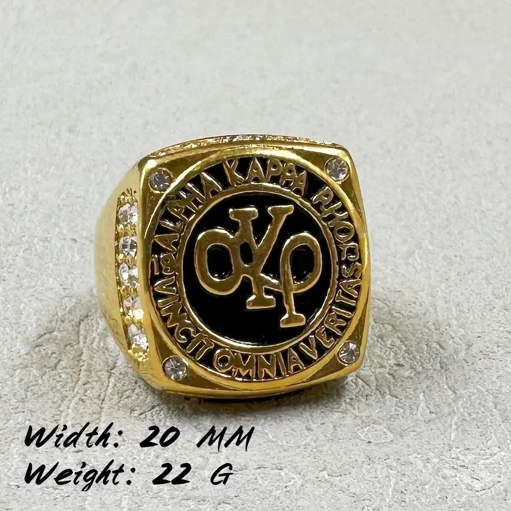Hip Hop New arrivals 316L Stainless Steel with rhinestone Gold color AKP Rings for Women Men Rapper Jewelry