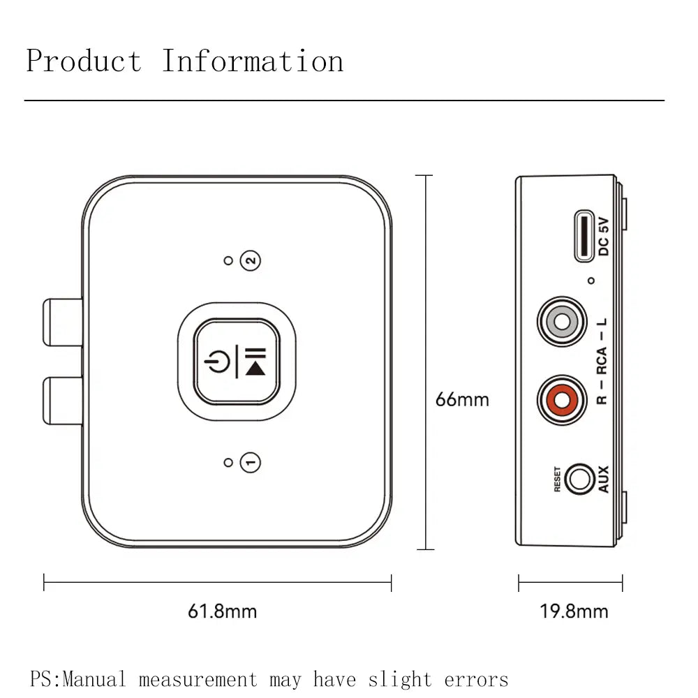 Bluetooth 6.0 Receiver 3.5mm AUX Jack RCA Wireless Adapter Built-in Mic Stereo Music Wireless Adapter For Home speaker/amplifier