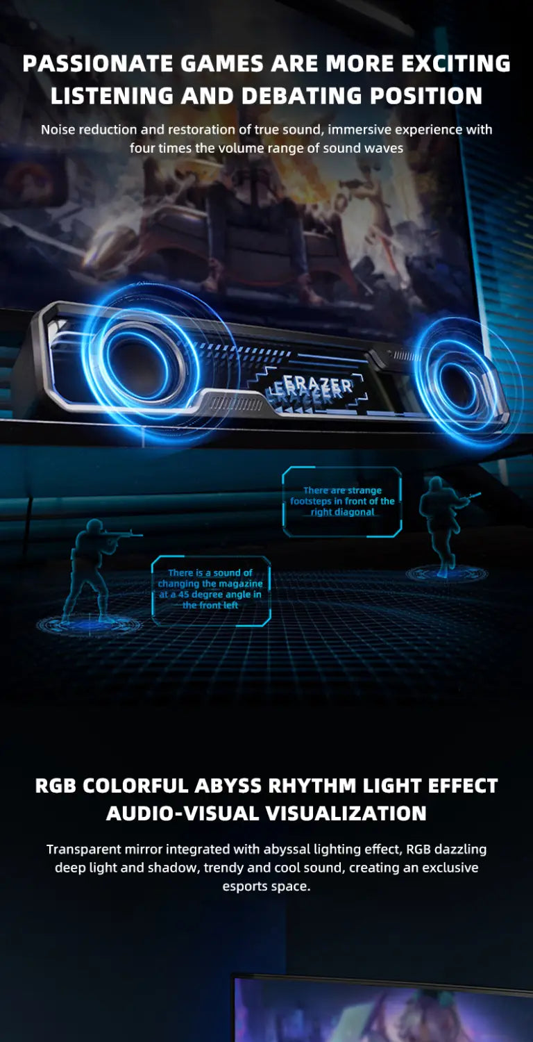 Lenovo Wired Bluetooth Speaker RGB Colorful Abyss light Effect Dual Speakers Dual Bass Diaphragm HIFI Stereo Surround Sound W108