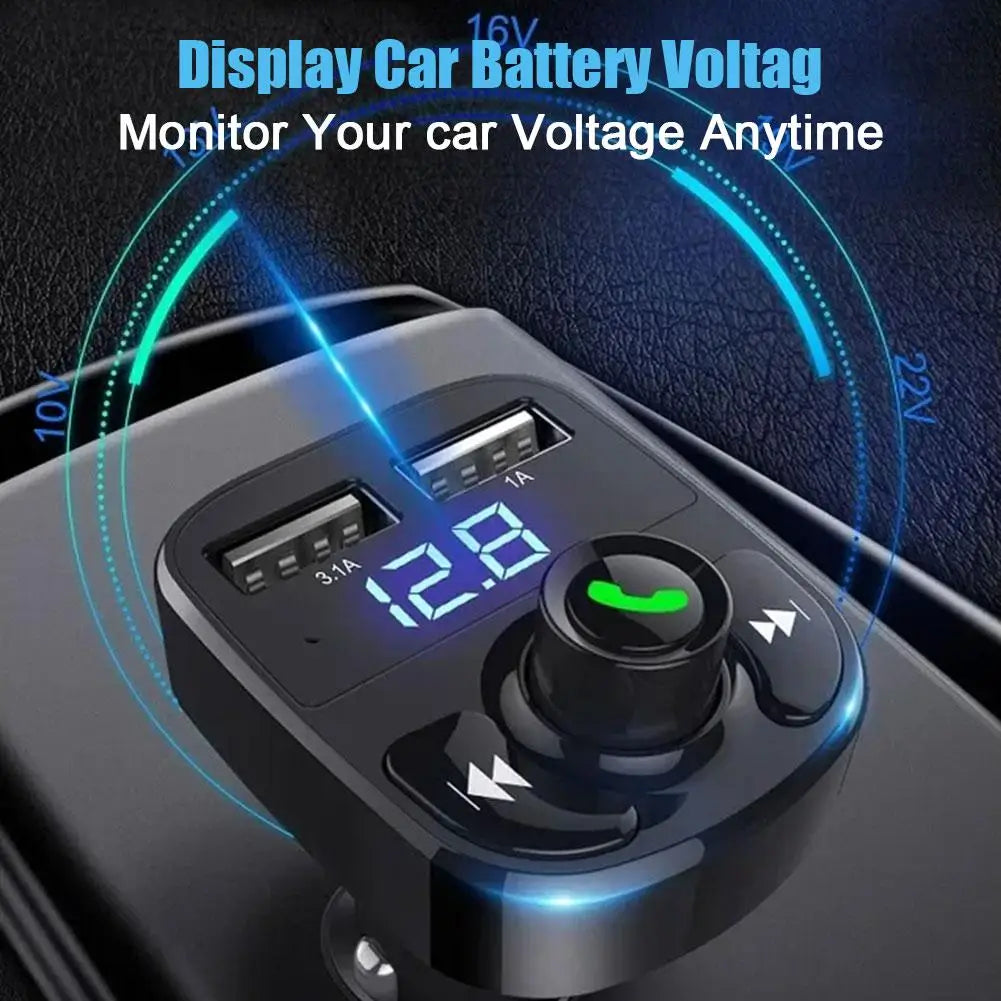 Bluetooth FM Transmitter Car Hands-Free Calling Radio Receiver Mp3 Music Stereo Adapter Dual USB Port Charger New