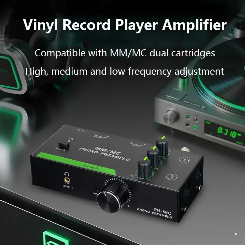 Versatile Turntable Amplifier Professional MM MCs Phonoes Preamp With Adjustable 3 Band EQs For Vinyls Record Player Systems