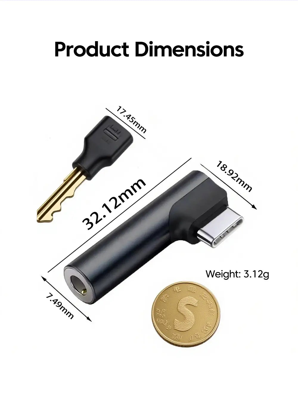 Elbow Type C to 3.5mm Jack Audio Adapter Headphone Adapter Supports Voice Calls USB C Adapter For Iphone 17 16 15 Samsung Huawei