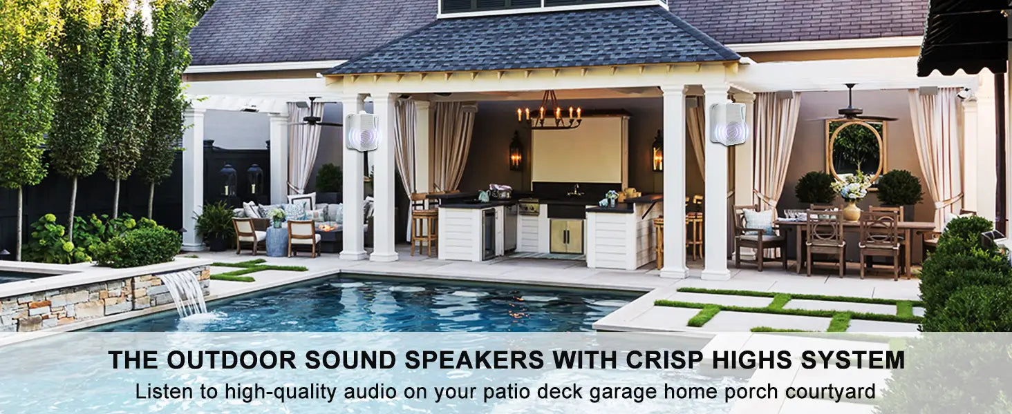 Herdio 3.5‘’ Outdoor Speakers Passive Wired Waterproof 200W 3 Way Premium Mountable Wall Mount Speakers With Superior Sound 2PCS
