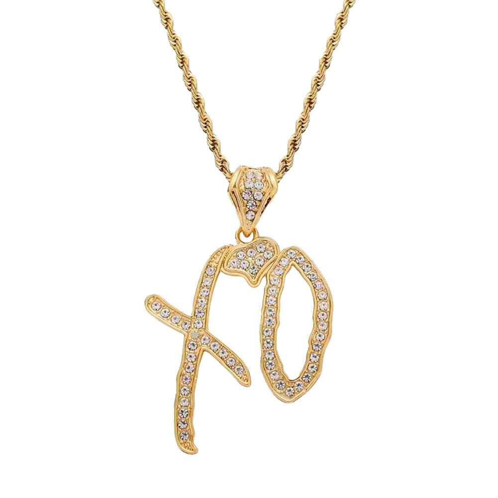 Fashion XO Necklace Cubic Zirconia Letter Pendant Sweater Chain Light Luxury Hip Hop Party Jewelry Accessories For Men Women