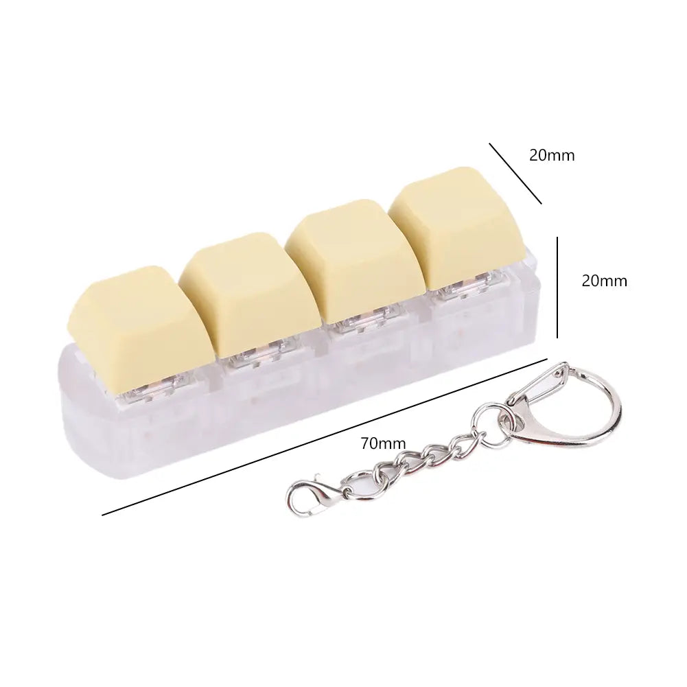4 Keys Button Keycap Fidget Keychain Keyboard Key Toy Keyboard Clicker Toy Keyboard Cube Toy for Adult Gifts To Relief Pass Time