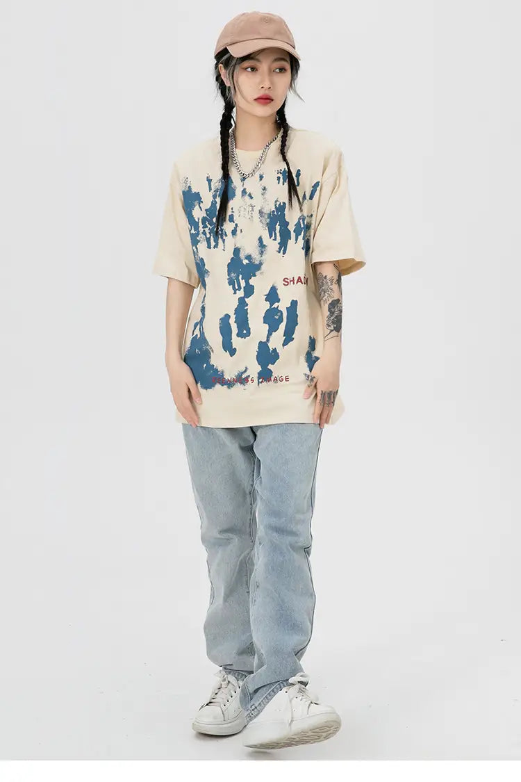 2026 Men Hip Hop T-Shirt Streetwear Shadow Letter Printed T Shirt Summer Short Sleeve Tshirt Harajuku Cotton Casual Tops Tees