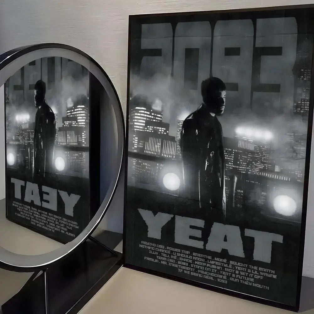 Rapper Y-Yeat Album Cover Poster Trendy Aesthetic Wall Art Good Sticker Printed on PP Paper for Living Room Bar Decoration
