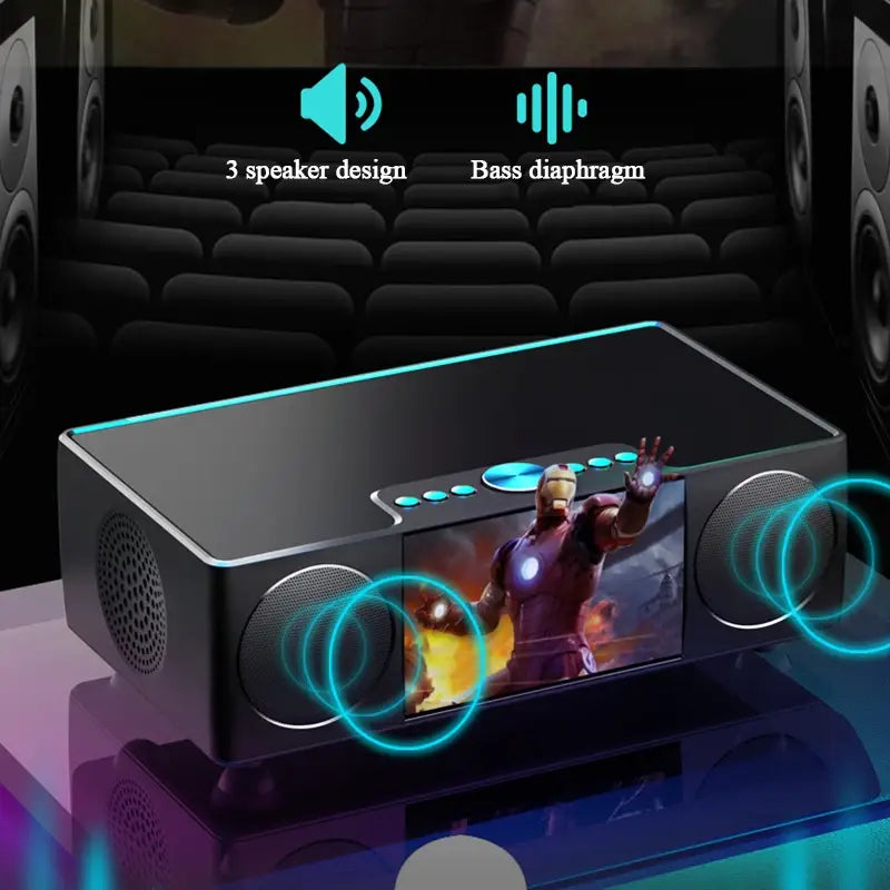 Video Bluetooth speaker Home Theater K-Song Record Sound Music System with AUX USB TF Alarm Clock Fm Radio LED Display 8000 mAh
