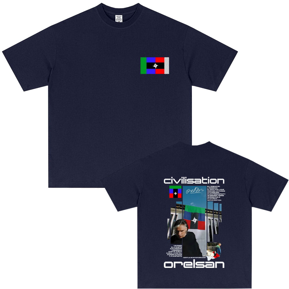 Rapper Orelsan Civilisation Album Graphic T Shirts Unisex Casual Soft Cotton T-shirt Men Women Hip Hop Fashion Pop Music Tshirt