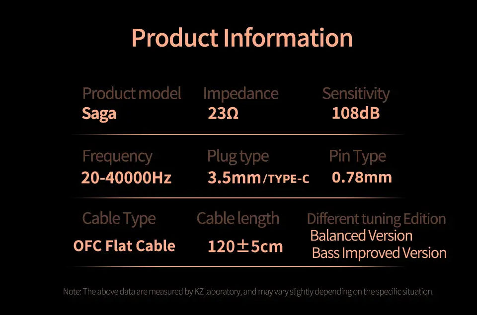KZ Saga In Ear Earphones Two Different Tuning Music Headphones HiFi Stereo Bass Earbuds Sport Gaming Headset 2PINS Cable