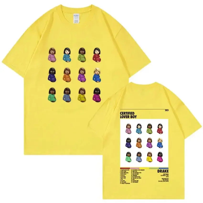 Rapper Drake Certified Lover Boy Album Print Graphic T Shirt Unisex Hip Hop Fashion T-shirt Women’s Oversized T-shirts