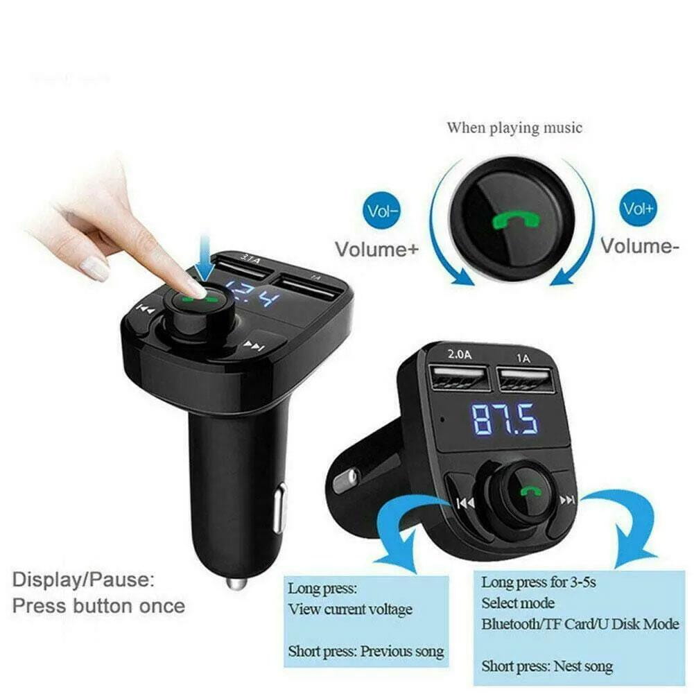 Bluetooth FM Transmitter Car Hands-Free Calling Radio Receiver Mp3 Music Stereo Adapter Dual USB Port Charger New