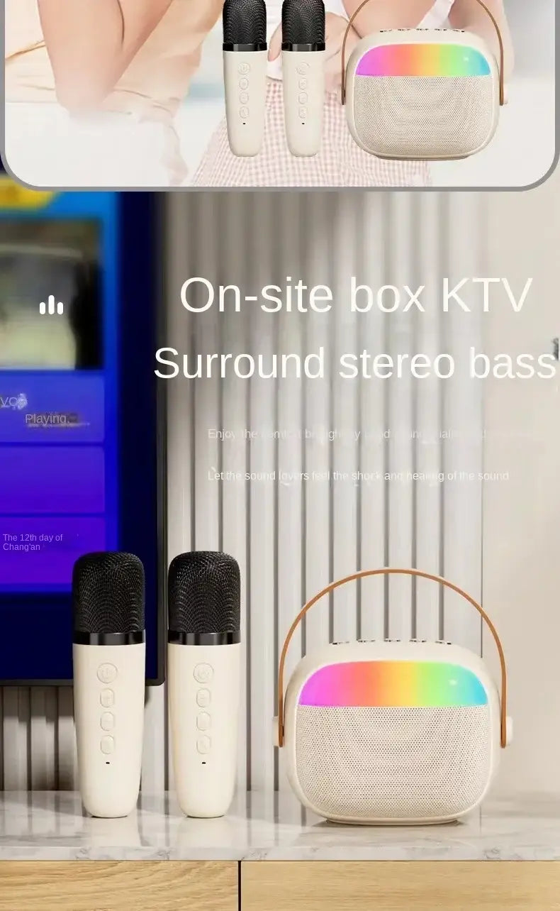 K30 Karaoke Machine Portable Bluetooth 5.3 PA Speaker System with 1-2 Wireless Microphones Home Family Singing Children’s Gifts