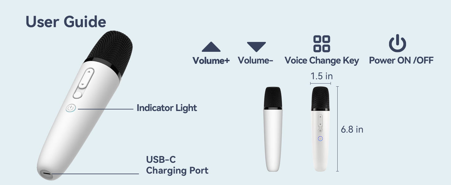 Q1PRO-Tesla Karaoke Mic with Portable Bag Wireless Mic with 8 Joy Effects Rechargeable Mic with Type-C & Aux in Receiver