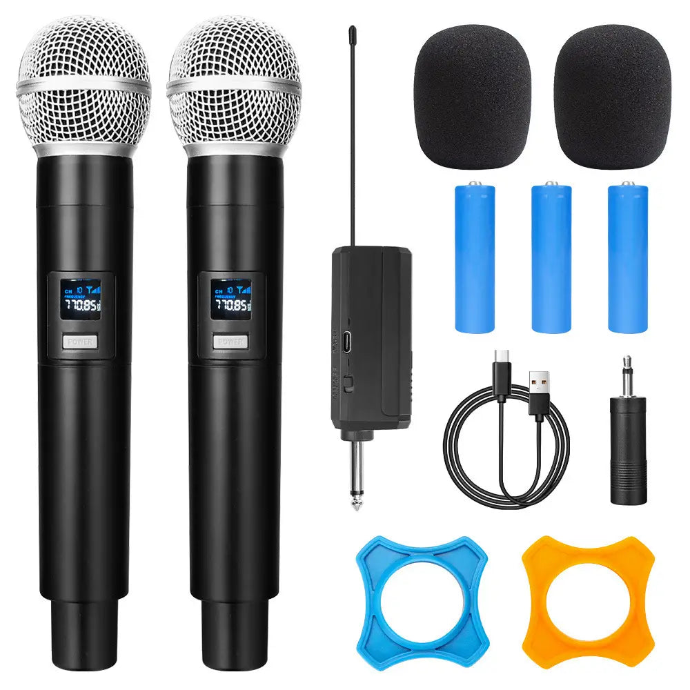 Wireless Microphone Dynamic Handheld Microphones Karaoke Microphone Mic with Rechargeable Receiver for Wedding Party Church Club
