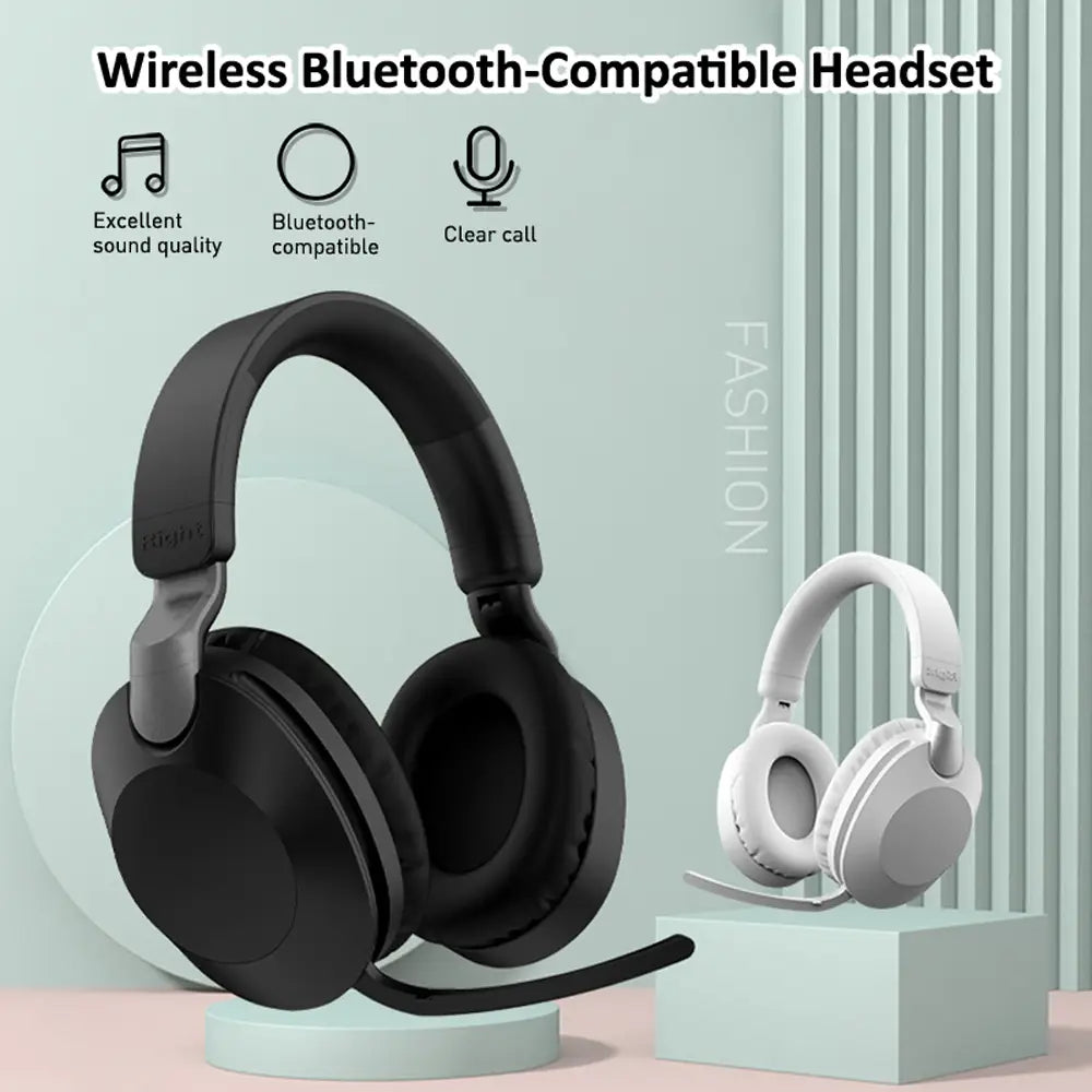 Wireless Bluetooth-Compatible Headset Eearphone with Mic Hands-free HIFI Stereo BT5.1 Over-Ear Headphone for Call and Music