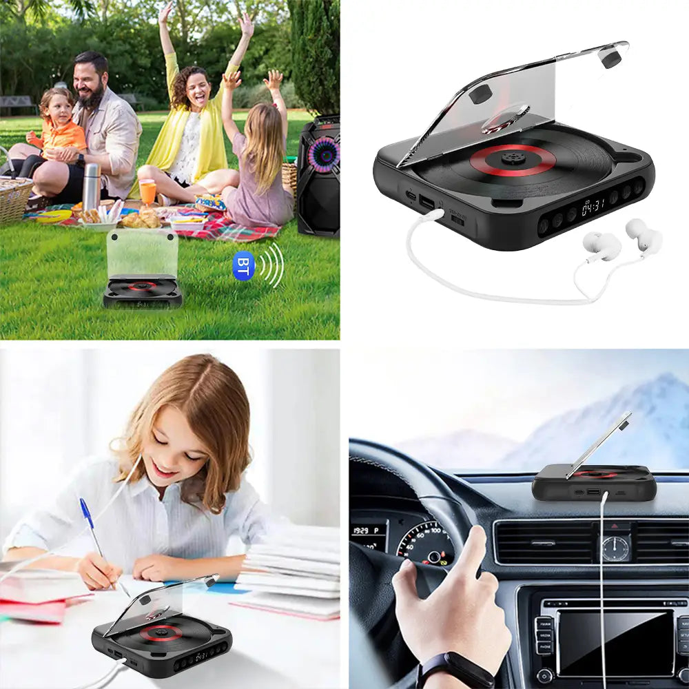 KC-918 CD Player Portable BT Music Player CD Runner Dustproof Cover 6 Modes A-B Repeat Timer Remote Control External Playback