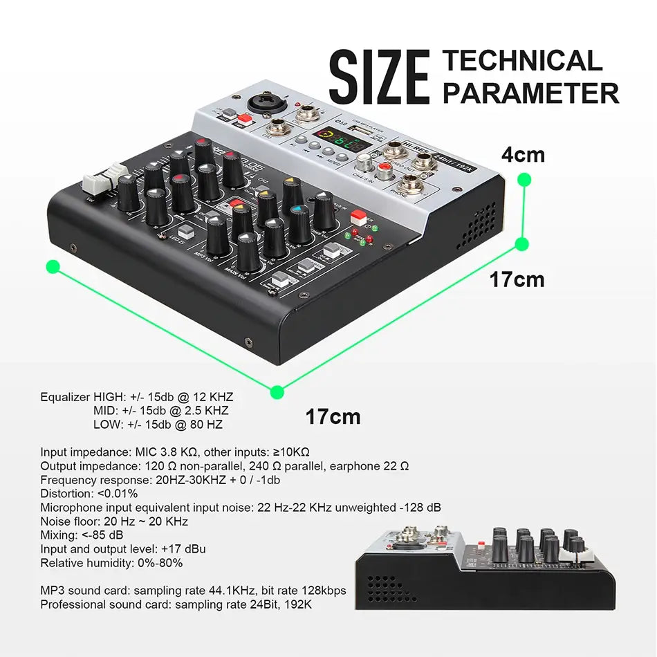 Debra Professional 24bit 192K USB Studio Recording Audio Interface DJ Console Noise Cancelling Function for Sound Card Mixer