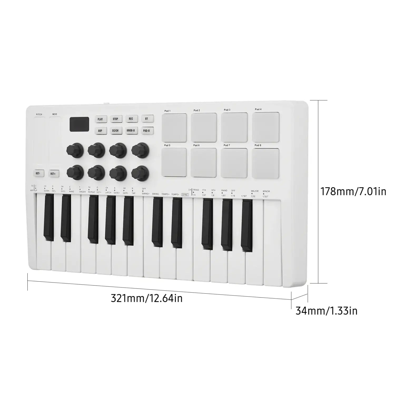 M-VAVE MIDI Controller Keyboard 25-Key Mini Portable USB Keyboard Piano MIDI Keyboard Controller 8 RGB Backlit Pads 8 Knobs