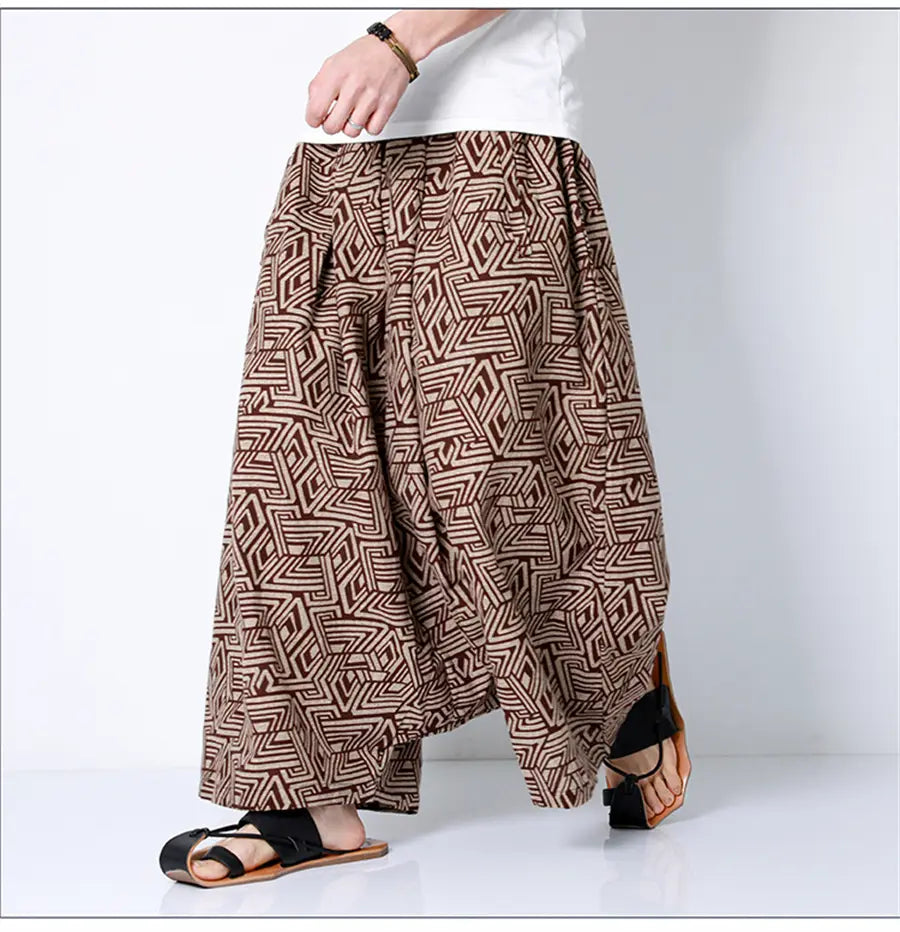 Hip Hop Trend Men Harem Pants Casual Loose Streetwear Retro Printed Joggers Wide Leg Pants Men’s Sweatpants Trousers Oversize