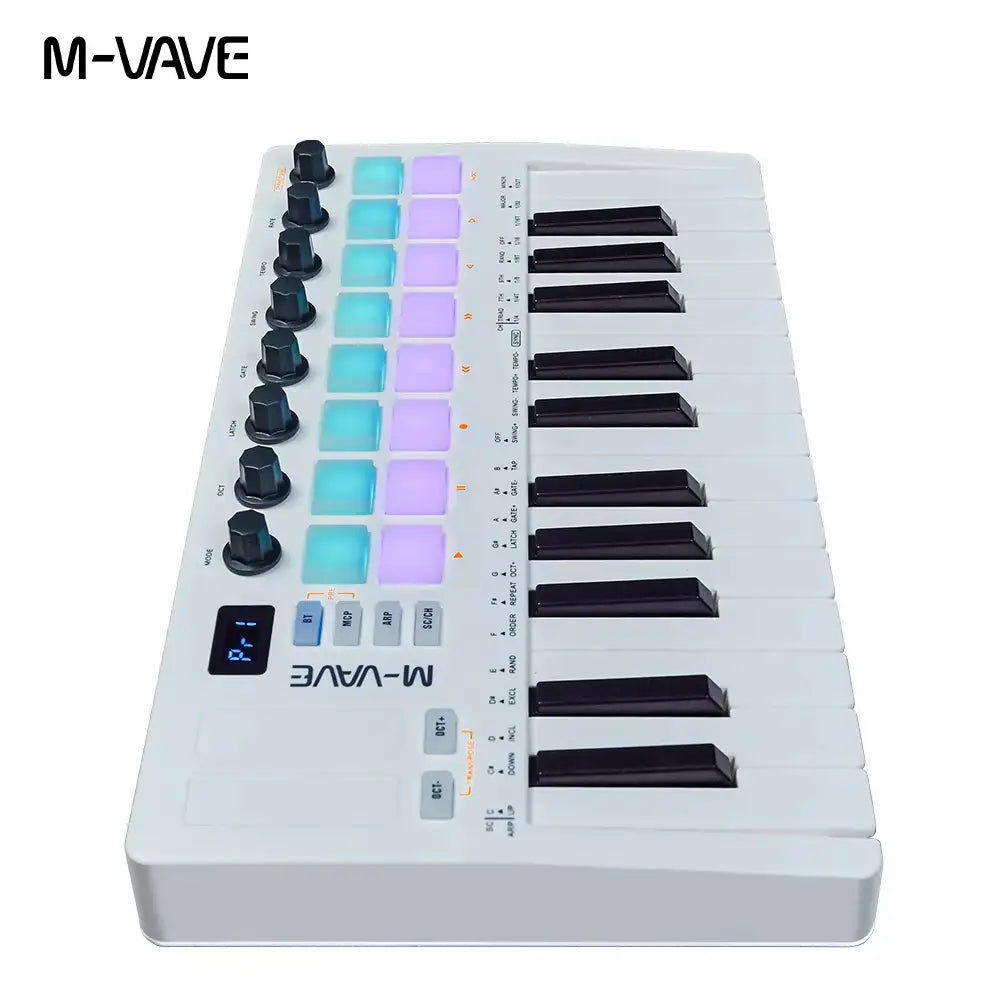 M-VAVE SMK-25 II MIDI Controller Keyboard/25 Semi-Weighted Keys/16 RGB Drum Pads Comes 25 Key/for Music Production and Software