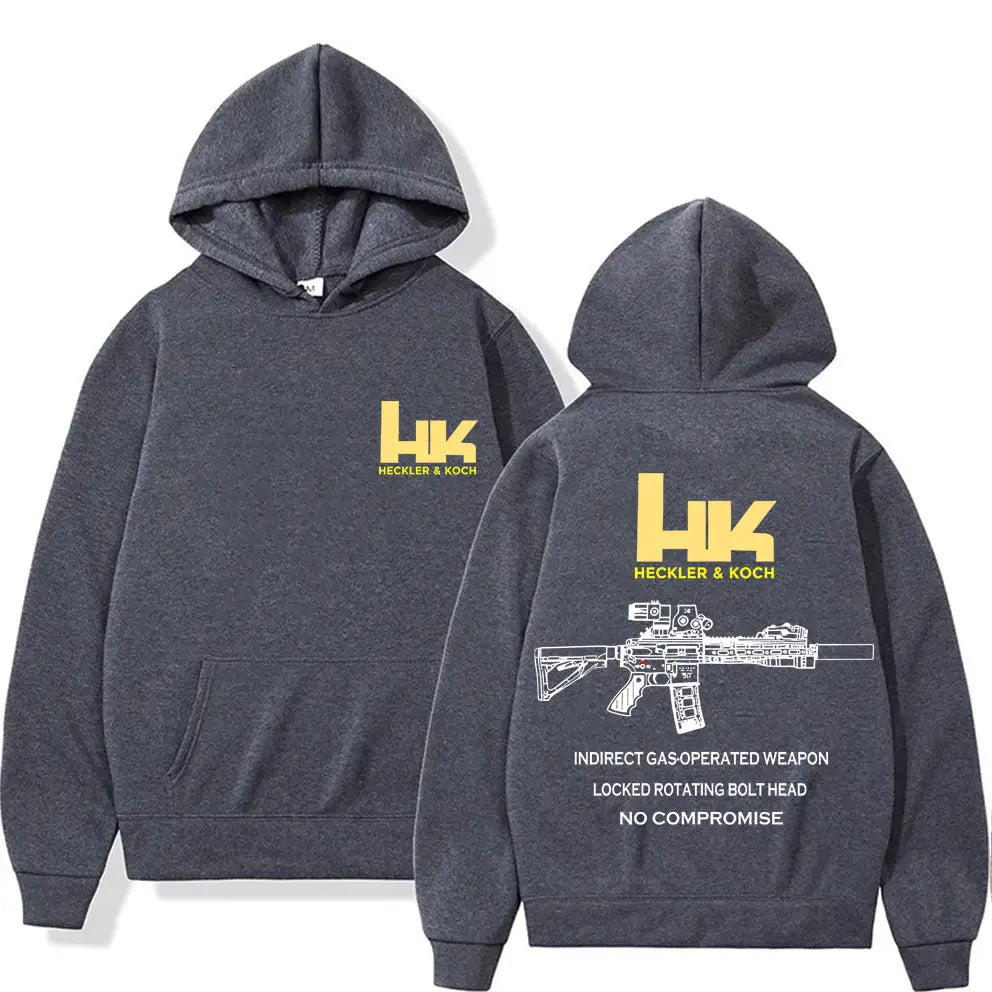 Heckler & Koch HK Fashion M4 Gun Design Men’s Casual Retro Trend Pullover Streetwear Autumn and Winter Warm Hoodie