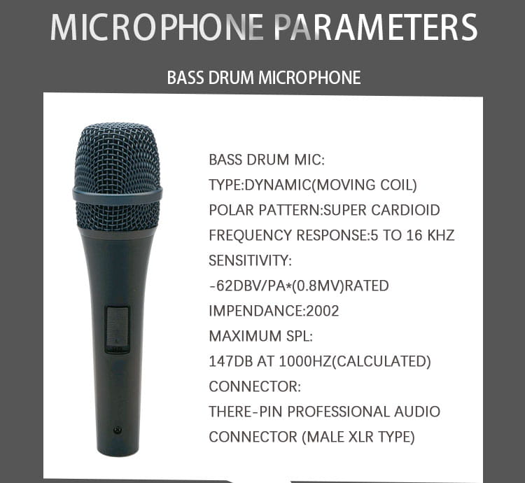 Professional Musical Instruments Drum Set Wired Microphone Mic Kit with Standard Mounting Accessories