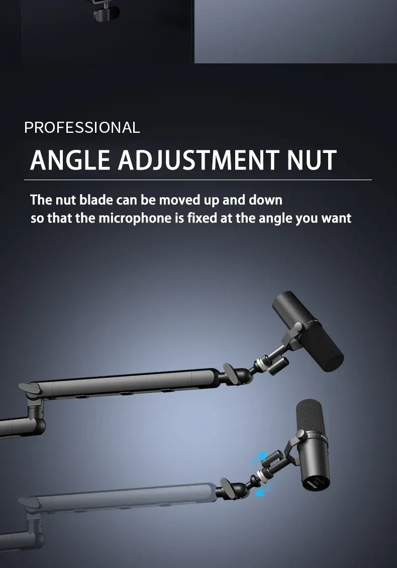 Professional recording studio metal thin microphone arm with cable management microphone stand,For Shure SM7B SM7dB MV7 AM8-K688