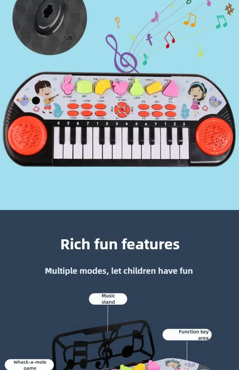 24 Keys Piano Keyboard Interactive Learning Toy with Demo Song Musical Gift for Kids Ages 3-6 Early Education Tool Birthday Gift