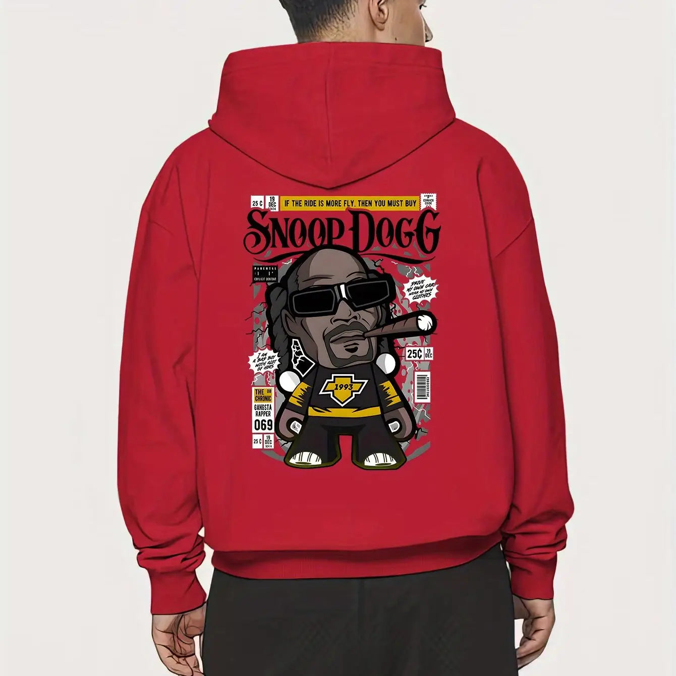 Men’s Hip Hop Cartoon Printed Hoodie Loose Elastic Design Fashion Hoodie with Pocket Details Autumn and Winter New