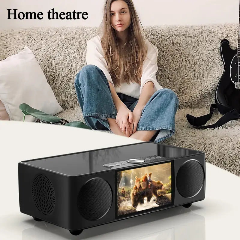 Video Bluetooth speaker Home Theater K-Song Record Sound Music System with AUX USB TF Alarm Clock Fm Radio LED Display 8000 mAh