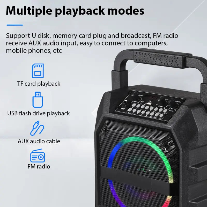Wireless Musical Instrument Speakers Set Electronic Musical Instrument Accessories with 2 Microphone LED Color Light for Party
